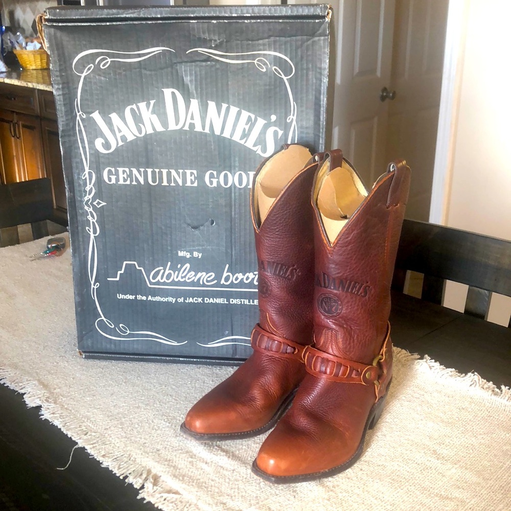 Jack Daniels leather heeled boots womens size 6